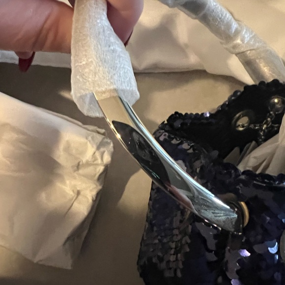 NWT Jimmy Choo Sequined Micro Bon Bon Ink Blue - Picture 9 of 12